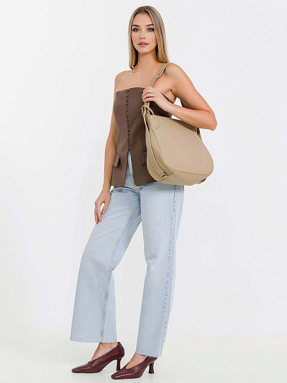 Женская сумка Dr.Koffer из натуральной кожи бежевая