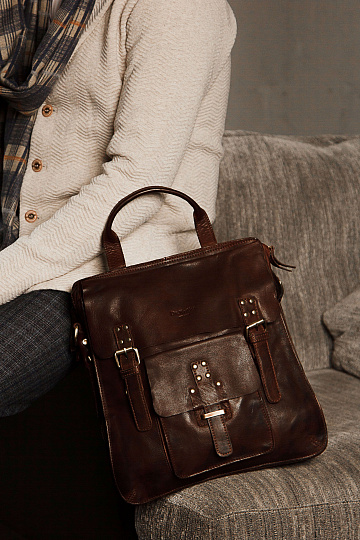 Сумка через плечо Dr.Koffer из натуральной кожи коричневая