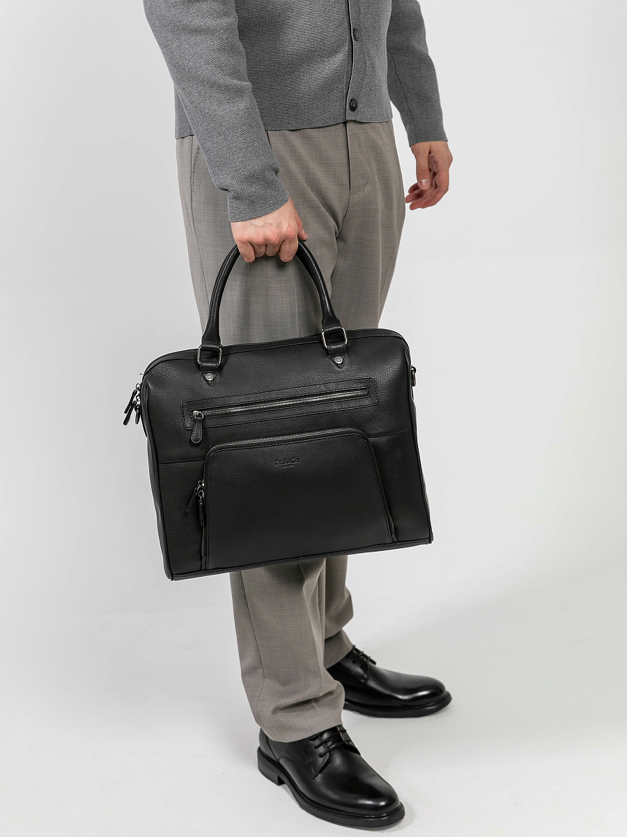 Деловая сумка Dr.Koffer из натуральной кожи черная