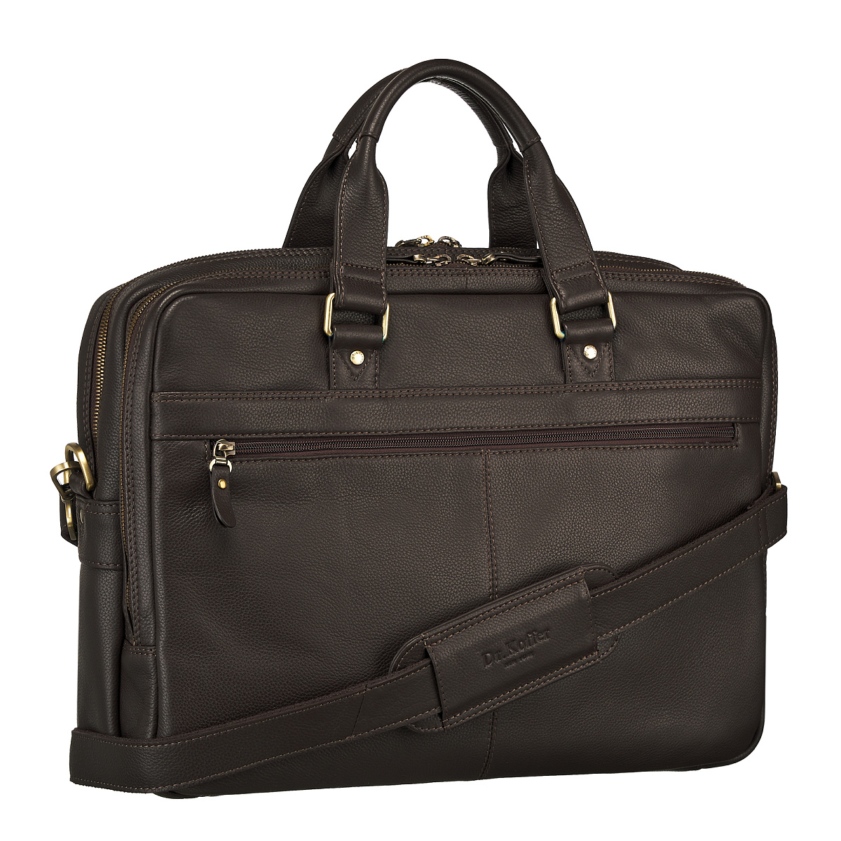 Деловая сумка Dr.Koffer из натуральной кожи темно-коричневая