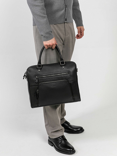 Деловая сумка Dr.Koffer из натуральной кожи черная