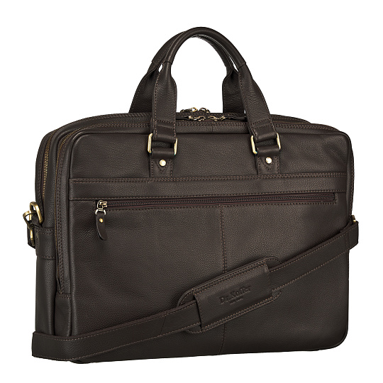 Деловая сумка Dr.Koffer из натуральной кожи темно-коричневая
