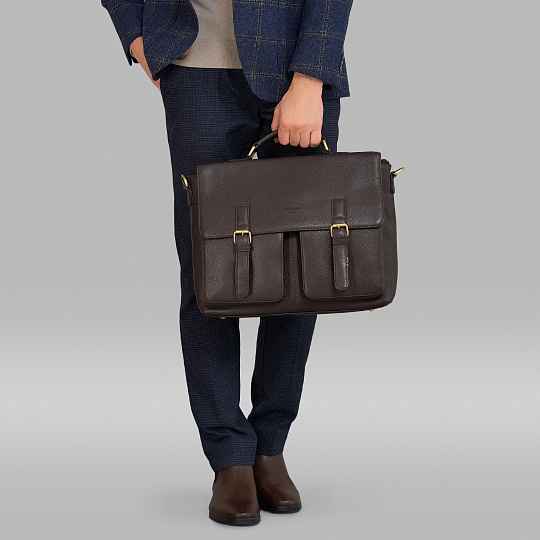 Портфель Dr.Koffer из натуральной кожи темно-коричневый