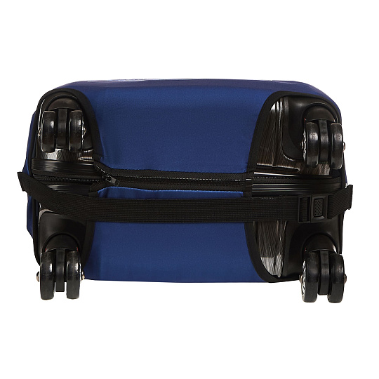 Чехол для чемодана S Dr.Koffer синий с рисунком"TRAVEL"