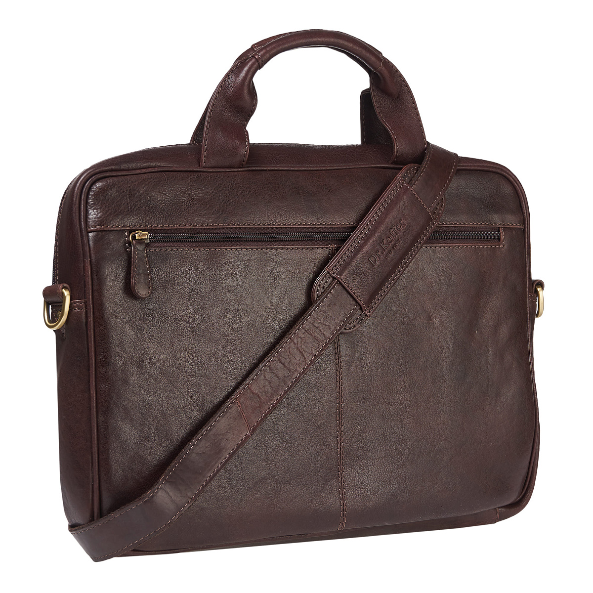 Деловая сумка Dr.Koffer из натуральной кожи темно-коричневая