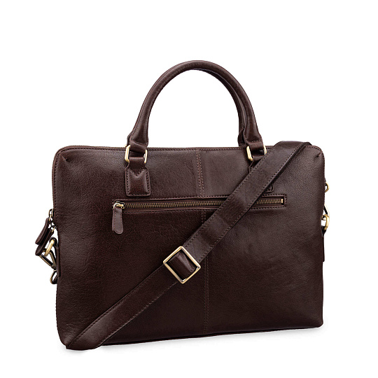Деловая сумка Dr.Koffer из натуральной кожи темно-коричневая