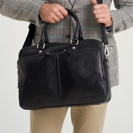 Деловая сумка Dr.Koffer из натуральной кожи черная