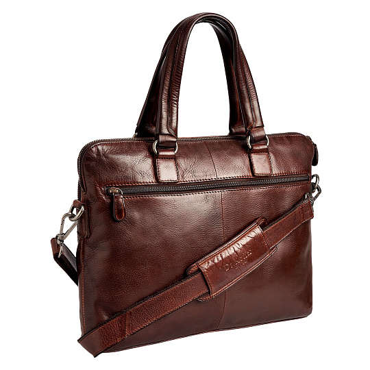 Деловая сумка Dr.Koffer из натуральной кожи темно-коричневая
