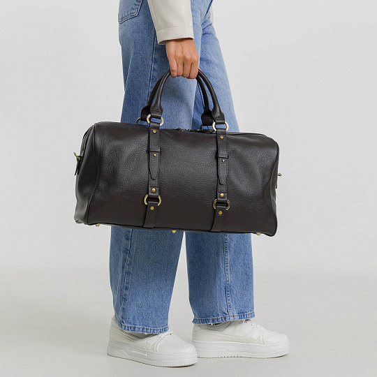 Дорожная сумка Dr.Koffer из натуральной кожи коричневая