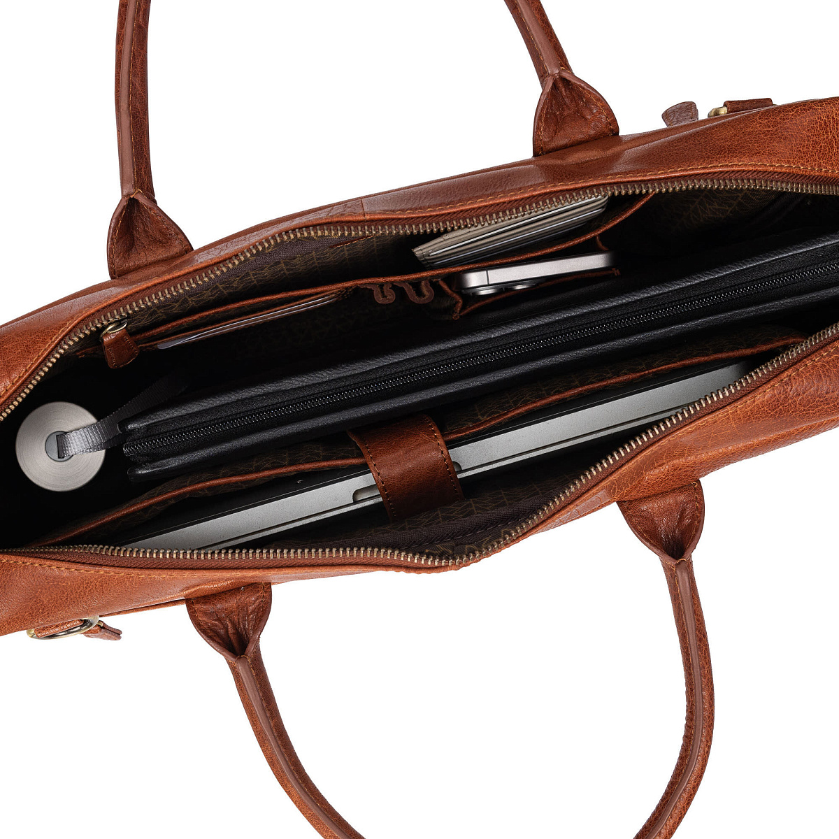 Деловая сумка Dr.Koffer из натуральной кожи коричневая