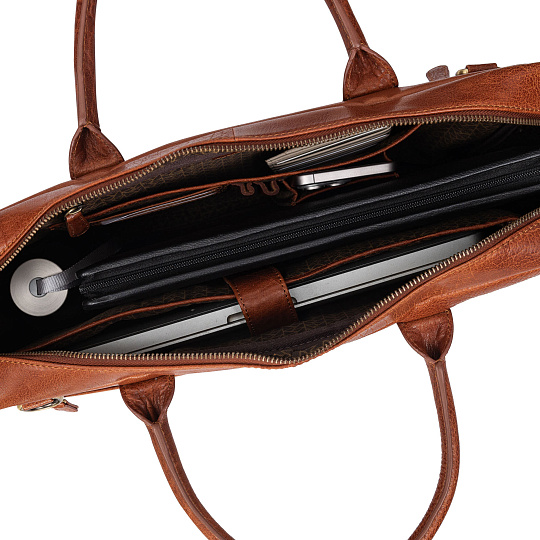 Деловая сумка Dr.Koffer из натуральной кожи коричневая