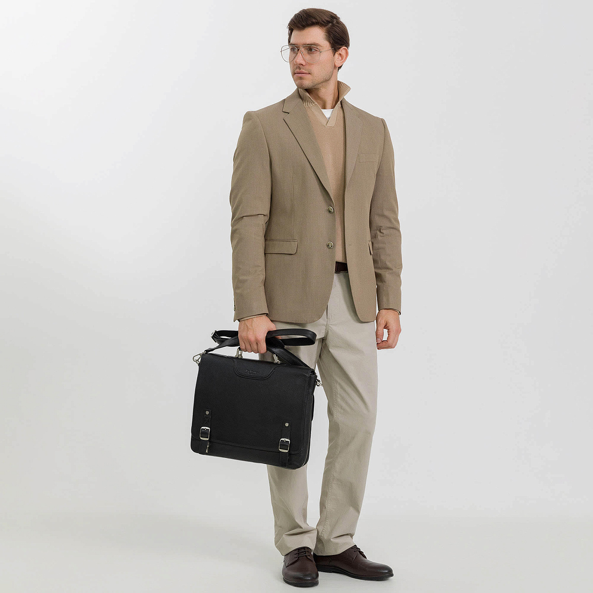 Портфель Dr.Koffer из натуральной кожи черный