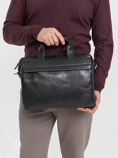 Деловая сумка Dr.Koffer из натуральной кожи черная