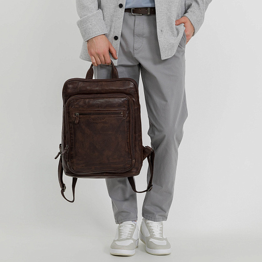 Рюкзак Dr.Koffer из натуральной кожи темно-коричневый