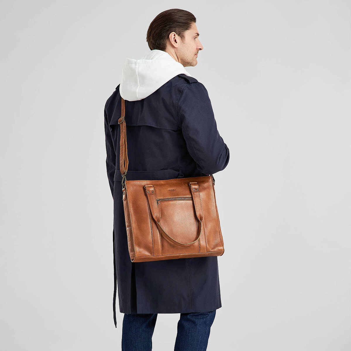 Деловая сумка Dr.Koffer из натуральной кожи коричневая