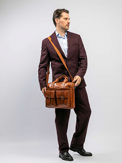 Деловая сумка Dr.Koffer из натуральной кожи коричневая