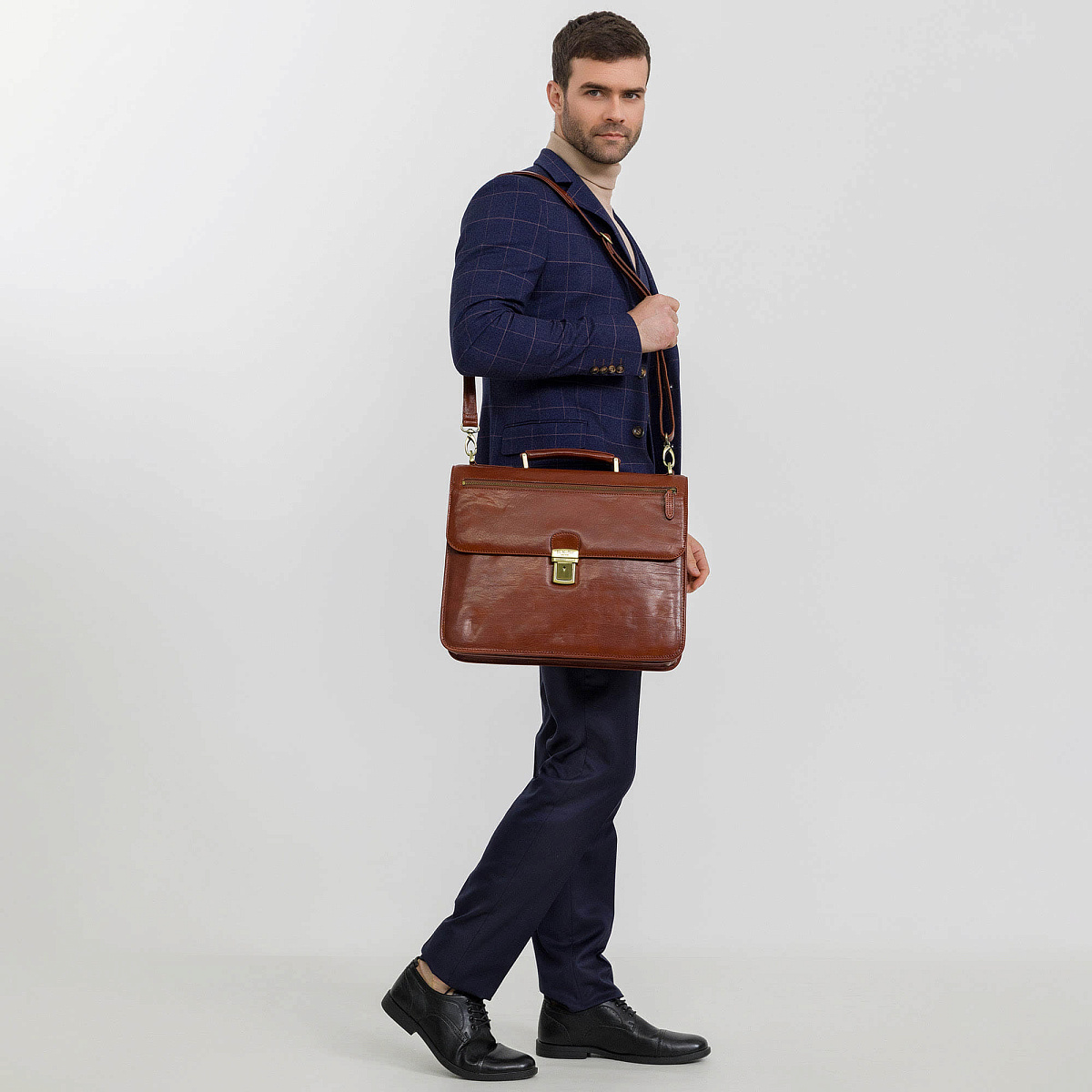 Портфель Dr.Koffer из натуральной кожи светло-коричневый