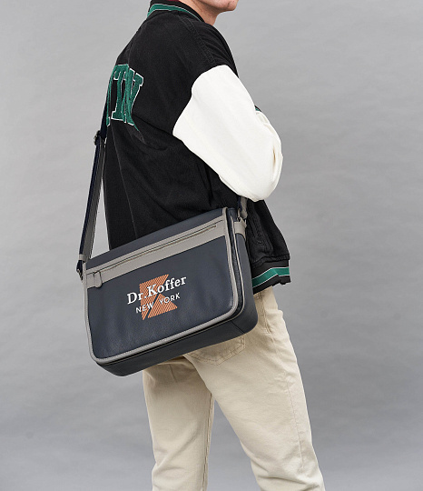 Деловая сумка Dr.Koffer из натуральной кожи синяя