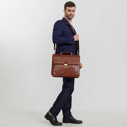 Портфель Dr.Koffer из натуральной кожи светло-коричневый