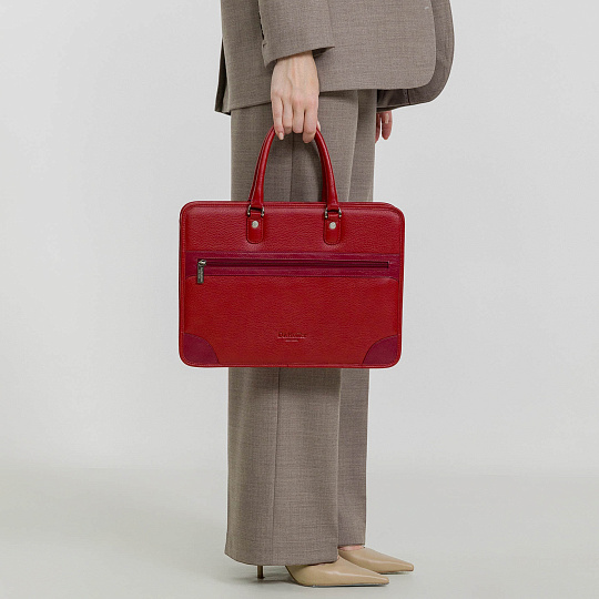 Деловая сумка Dr.Koffer из натуральной кожи красная