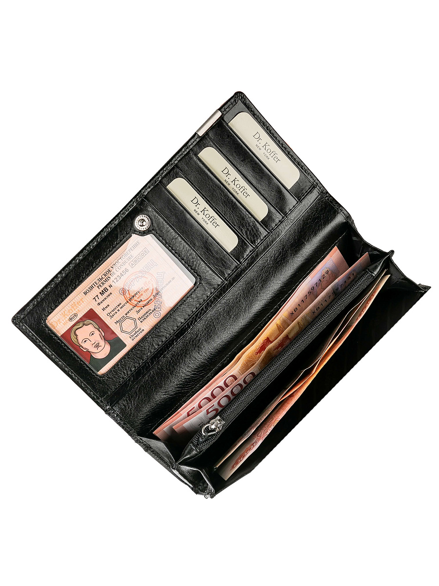 Портмоне Dr.Koffer из натуральной кожи черное