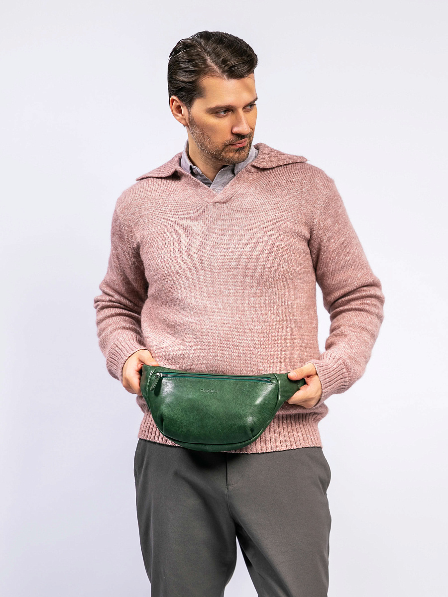 Сумка на пояс Dr. Koffer из натуральной кожи зеленая