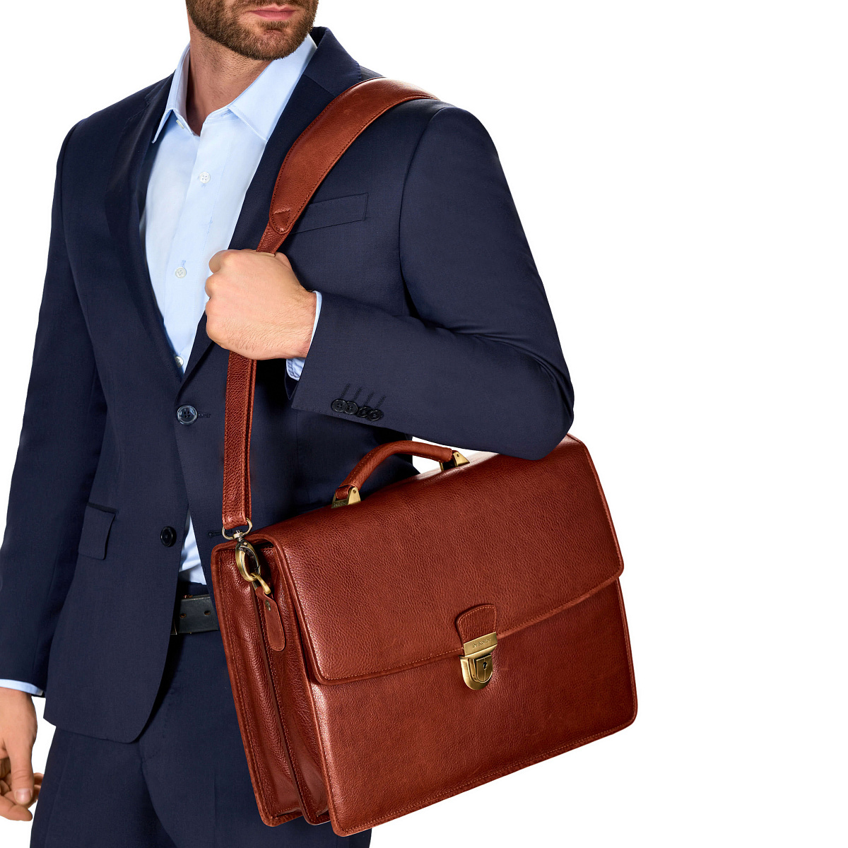 Портфель Dr.Koffer из натуральной кожи светло-коричневый