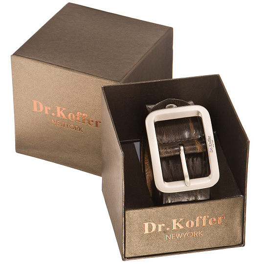 Стильный ремень с теснением и плоской прямоугольной пряжкой Dr.Koffer R030V05120-147-09