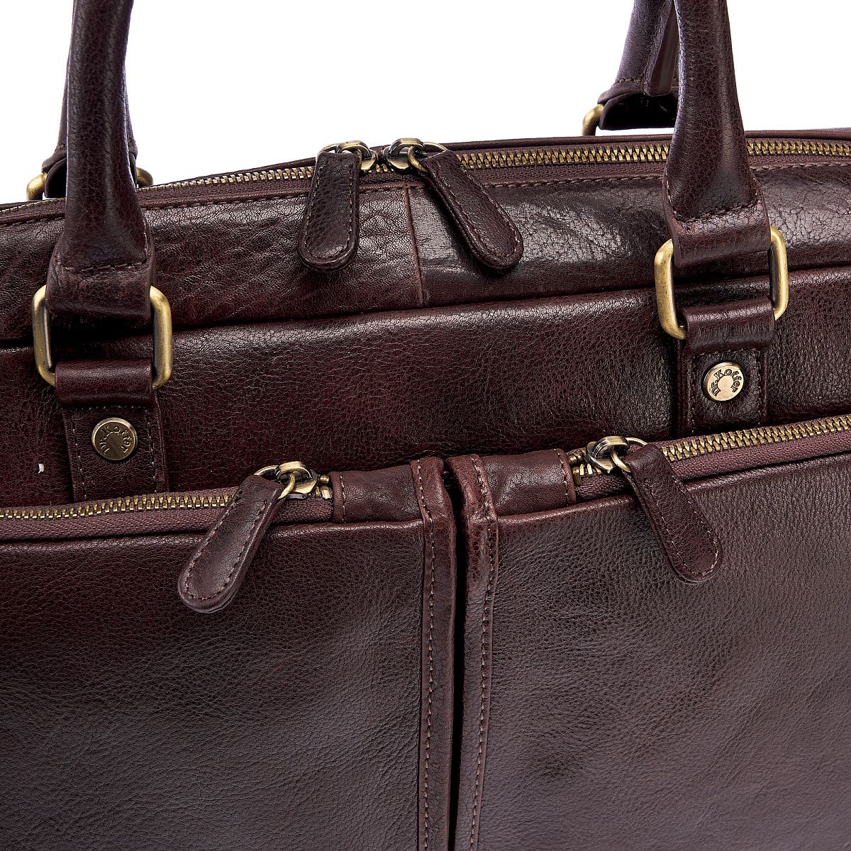 Деловая сумка Dr.Koffer из натуральной кожи темно-коричневая