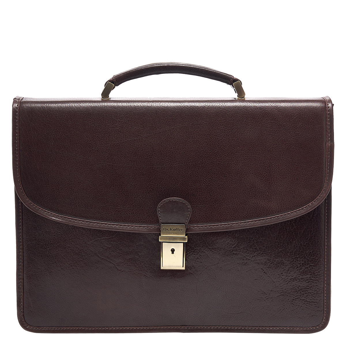 Портфель Dr.Koffer из натуральной кожи темно-коричневый