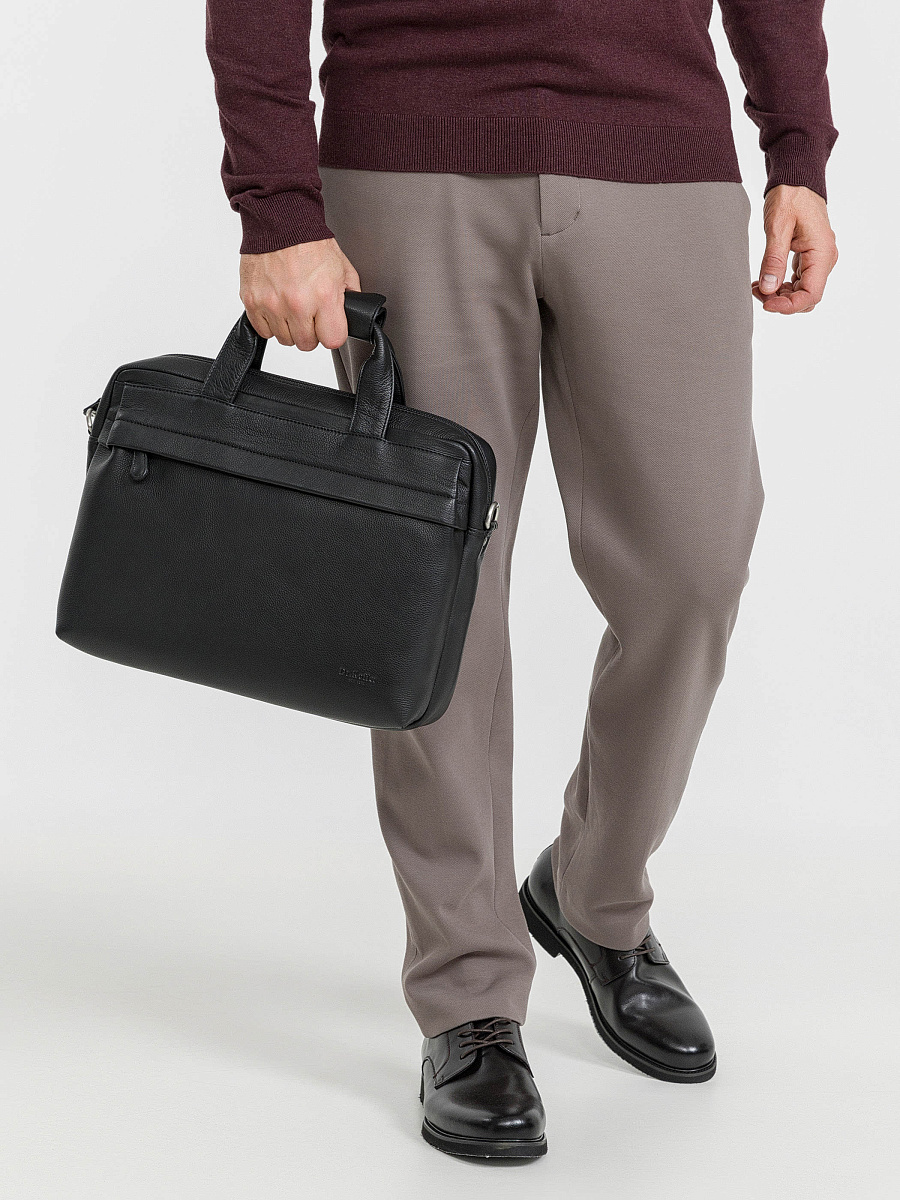 Деловая сумка Dr.Koffer из натуральной кожи черная
