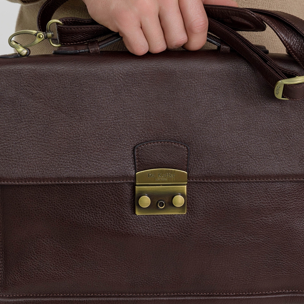 Портфель Dr.Koffer из натуральной кожи темно-коричневый