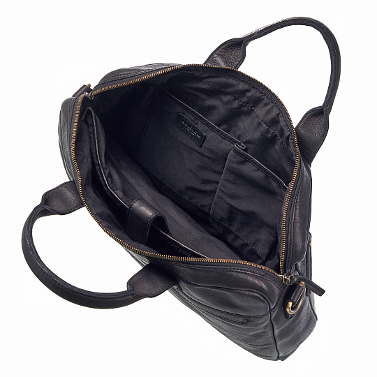 Деловая сумка Dr.Koffer из натуральной кожи черная