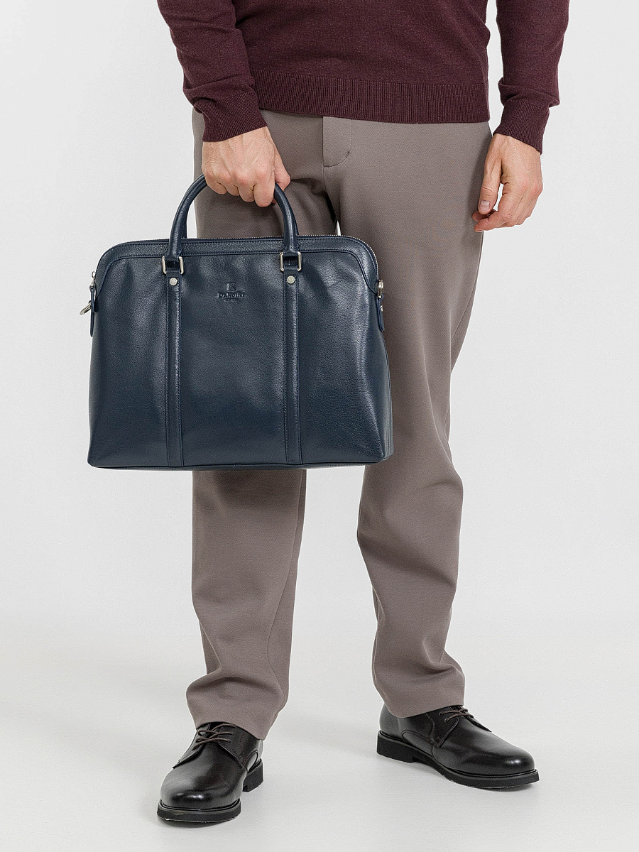 Деловая сумка Dr.Koffer из натуральной кожи синяя