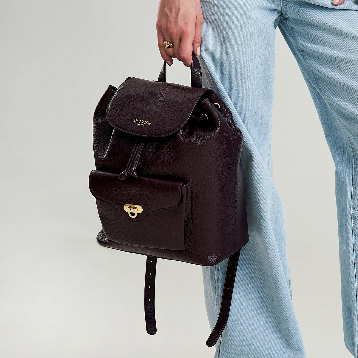 Рюкзак Dr. Koffer из натуральной кожи фиолетовый