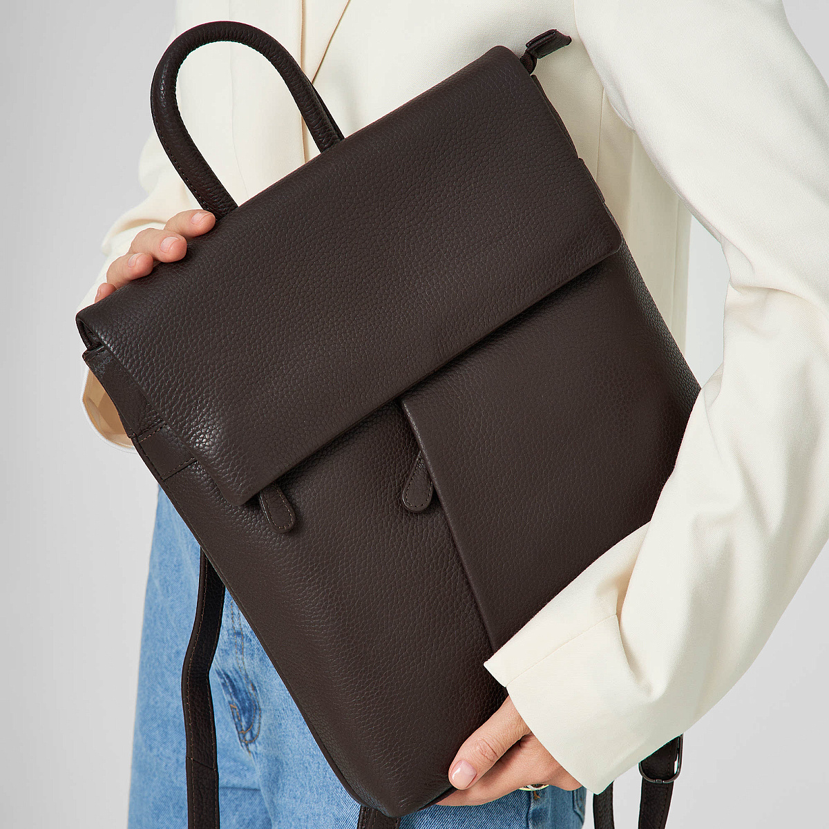 Рюкзак Dr.Koffer из натуральной кожи темно-коричневый