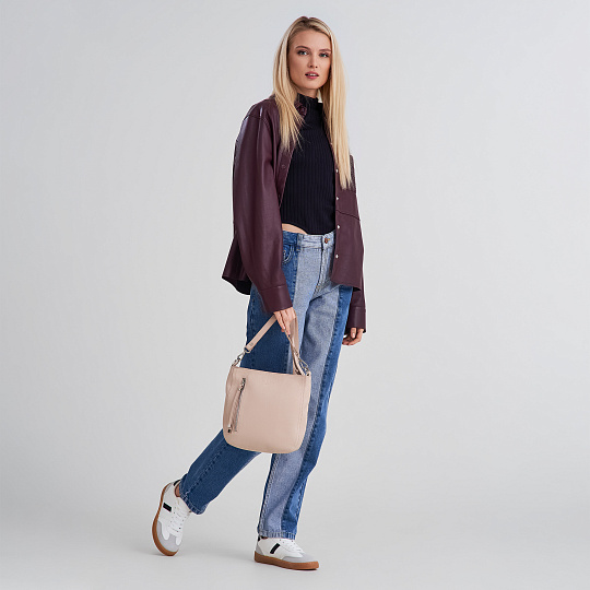 Женская сумка Dr. Koffer из натуральной кожи бежевая