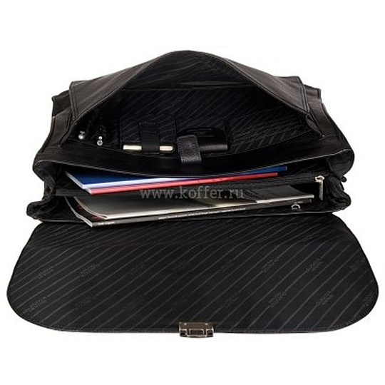 Вместительный мужской портфель с папкой для ноутбука и кнопкой-шлевкой Dr.Koffer B284320-02-04