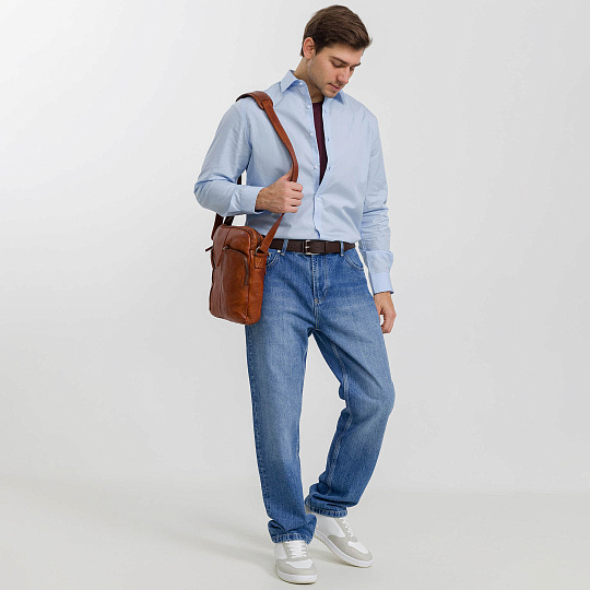 Сумка через плечо Dr.Koffer из натуральной кожи коричневая