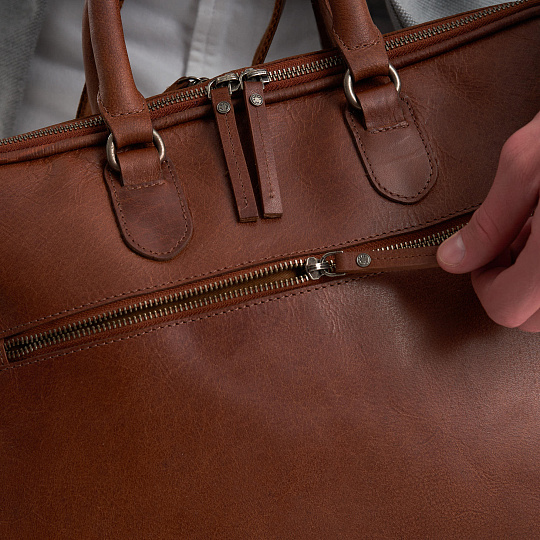 Деловая сумка Dr.Koffer из натуральной кожи коричневая