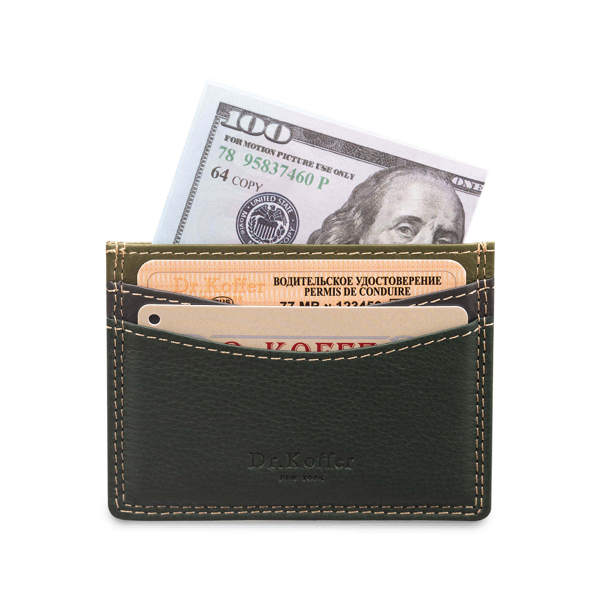 Кредитница Dr.Koffer из натуральной кожи зеленая