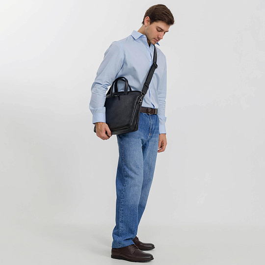 Деловая сумка Dr.Koffer из натуральной кожи черная