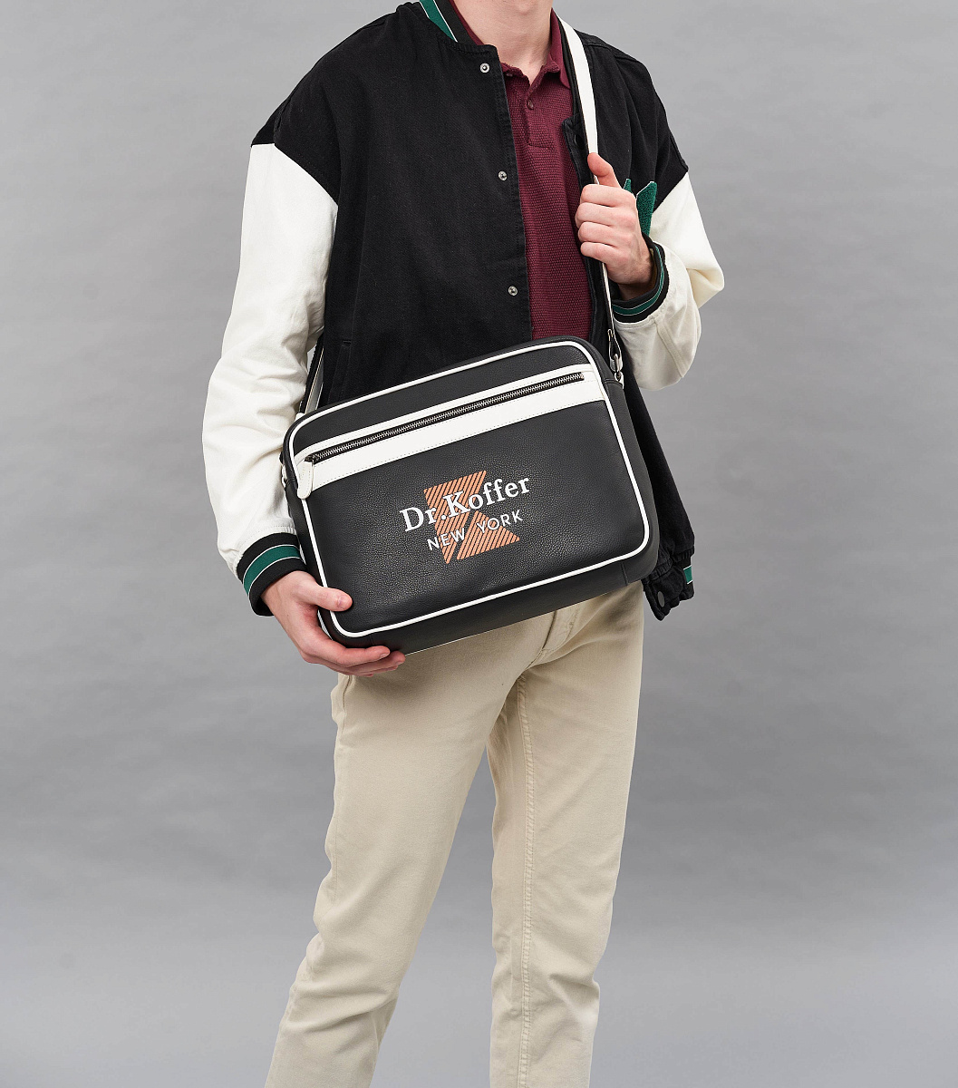 Сумка через плечо Dr.Koffer из натуральной кожи черная