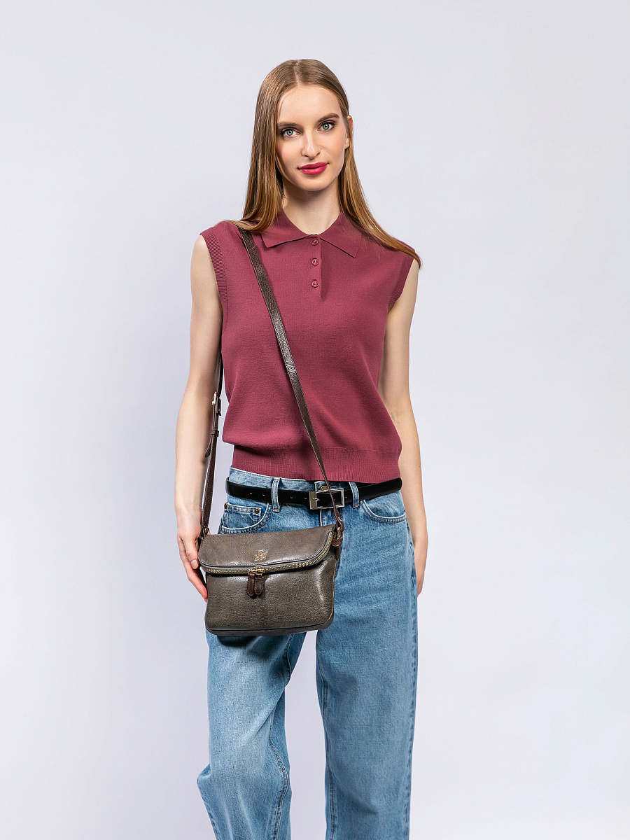 Женская сумка Dr. Koffer из натуральной кожи серая