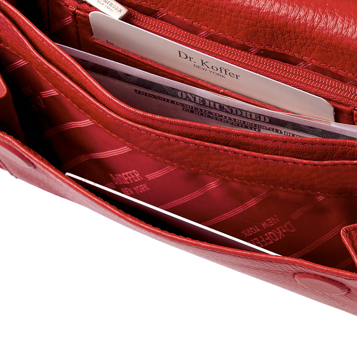 Сумка на пояс Dr. Koffer из натуральной кожи красная