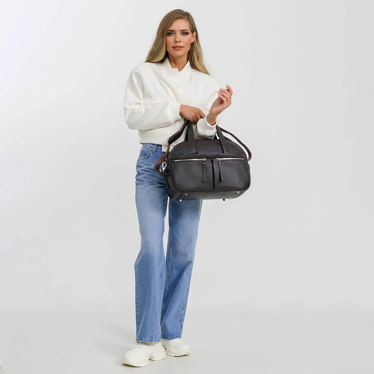 Сумка дорожная Dr.Koffer из натуральной кожи коричневая