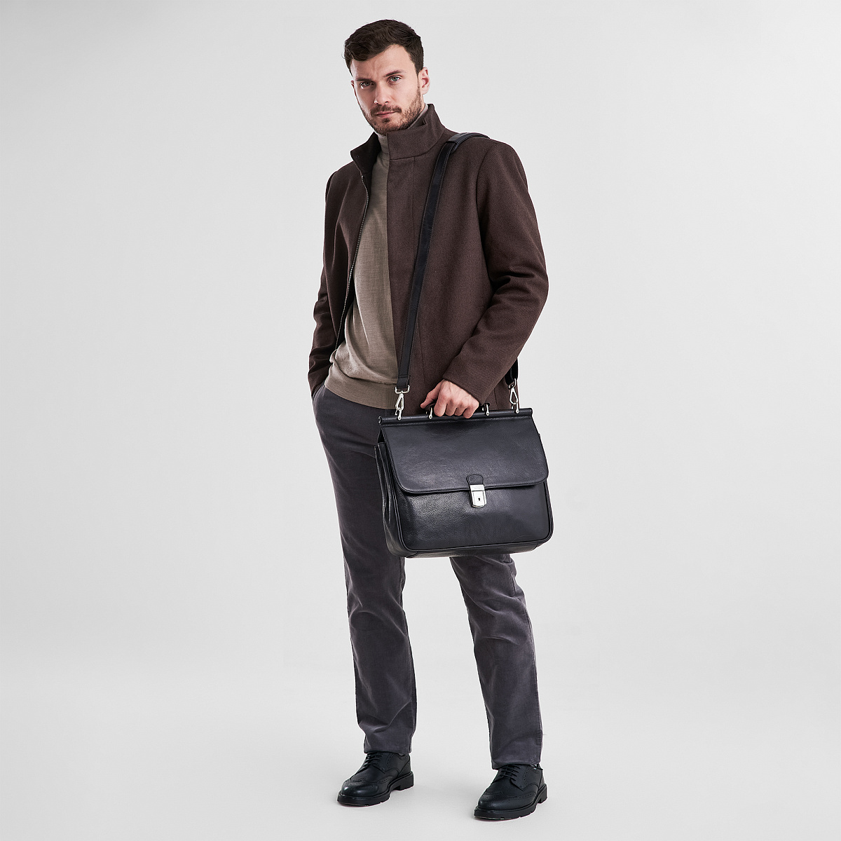 Портфель Dr.Koffer из натуральной кожи черный