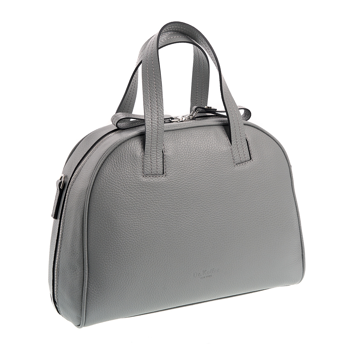 Женская сумка Dr. Koffer из натуральной кожи серебристая