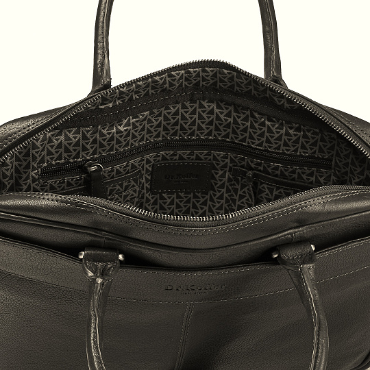 Деловая сумка Dr.Koffer из натуральной кожи черная