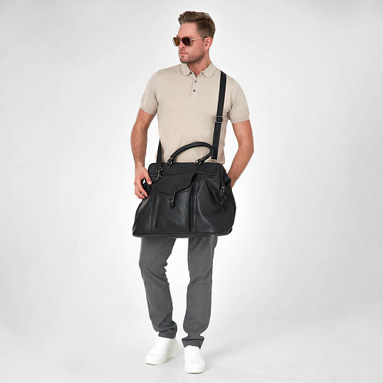 Сумка дорожная Dr.Koffer из натуральной кожи черная